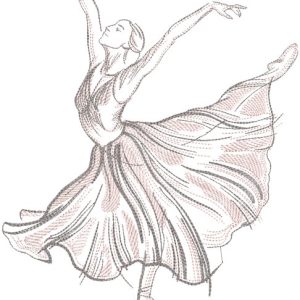 Dancing ballerina sketch embroidery design