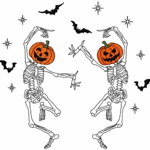 Dancing skeletons embroidery design