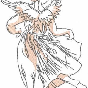 Dancing angel vintage sketch embroidery design