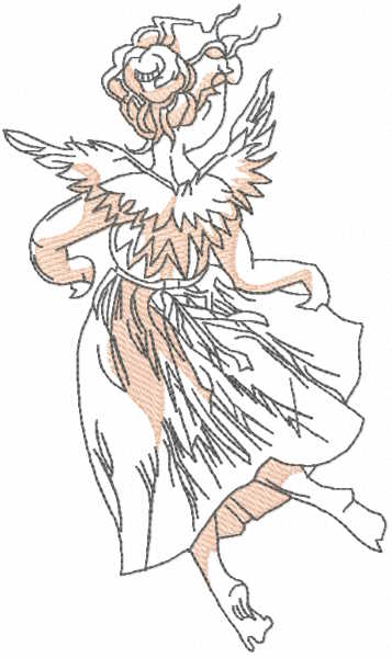 Dancing angel vintage sketch embroidery design