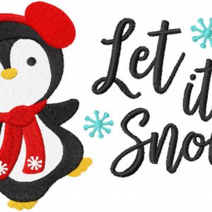 Dancing Christmas penguin embroidery design