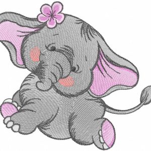 Dancing elephant embroidery design