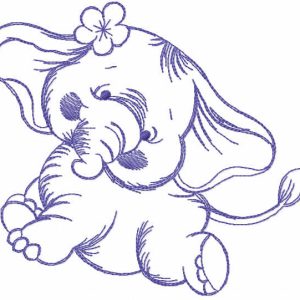 Dancing elephant one colored embroidery design