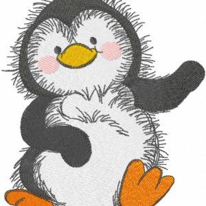 Dancing penguin embroidery design
