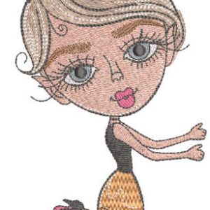 Dancing stylish girl embroidery design