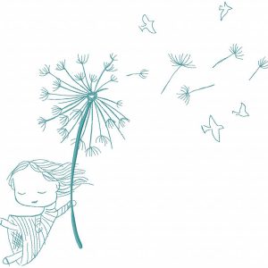 Dandelion carried away girl embroidery design