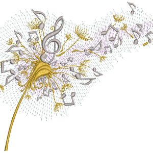 Dandelion music embroidery design