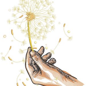 Dandelion in hand embroidery design