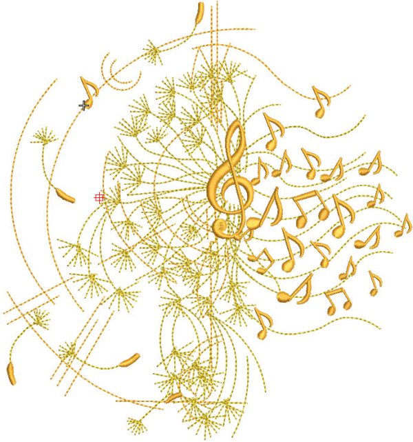 Dandelion music treble clef embroidery design