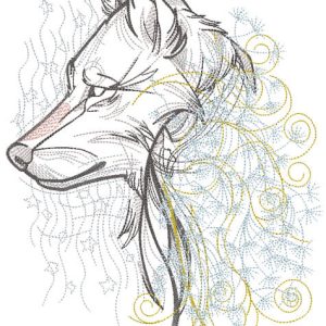 Dandelion wolf embroidery design