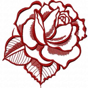 Dark red rose embroidery design