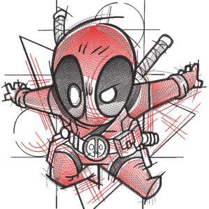 Deadpool art sketch embroidery design