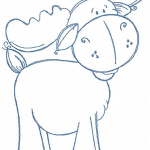 Deer baby one colored embroidery design