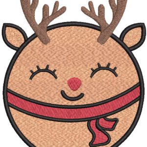 Deer christmas ball embroidery design