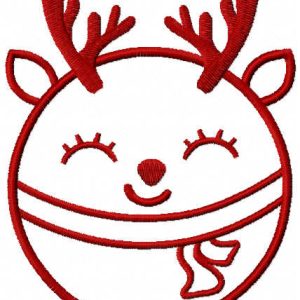 Deer christmas ball one colored embroidery design