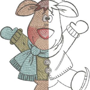 Deer color and no color embroidery design