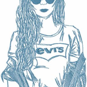 Denim girl embroidery design