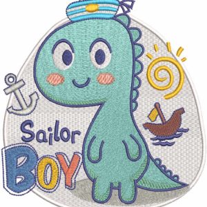 Dino sailor boy embroidery design