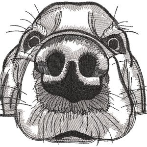 Beagle big muzzle greyscale embroidery design