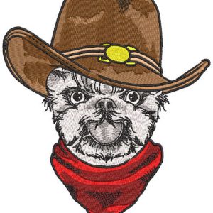 Dog cowboy embroidery design
