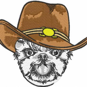 Dog in cowboy hat embroidery design