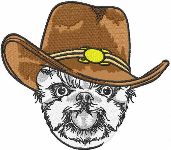 Dog in cowboy hat embroidery design