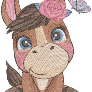 Donkey with butterfly embroidery design