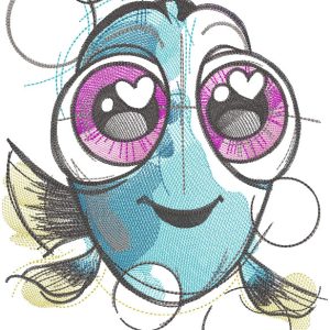 Dory sketch embroidery design