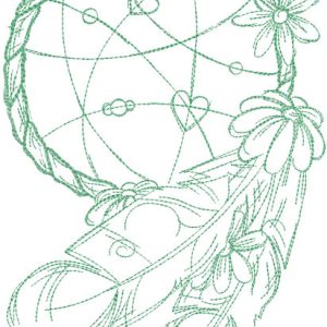 Dream catcher with daisies outline embroidery design