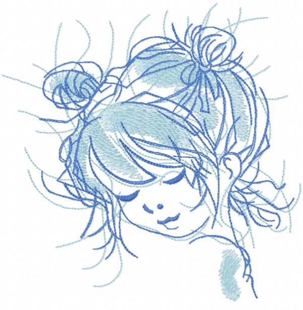 Dream curly girl embroidery design
