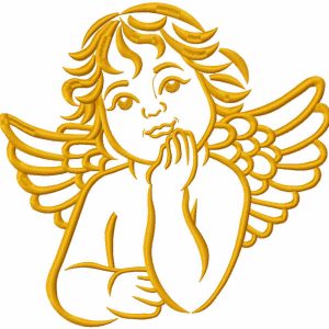 Dreaming baby angel one colored embroidery design