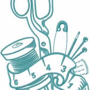 Dressmaker's sewing kit embroidery design