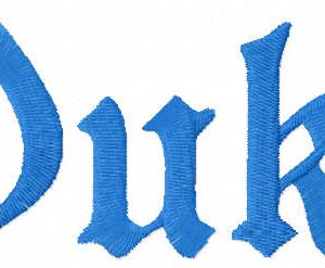 Duke University Wordmark Gothic logo embroidery design