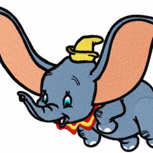 Dumbo flying embroidery design