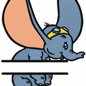 Dumbo flying monogram embroidery design