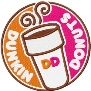 Dunkin Donuts round logo embroidery design