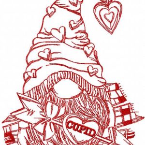 Dwarf cupid with arrows sketch embroidery design