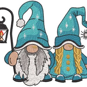 Dwarf family getting ready for Christmas embroidery design