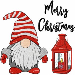 Dwarf with Christmas candle embroidery design