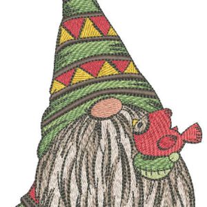 Dwarf with bird embroidery design