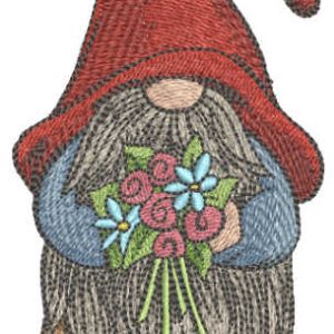 Dwarf with flowers embroidery design