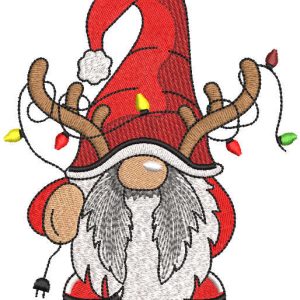 Dwarf with garland and horns embroidery design
