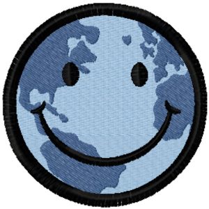 Earth smile embroidery design