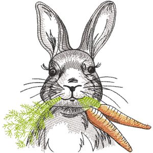 Easter Bunny with carrot embroidery design