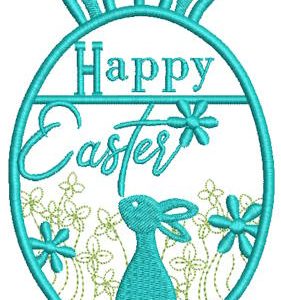 Easter bunny egg swing embroidery design