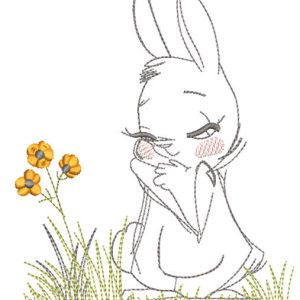 Easter bunny girl embroidery design