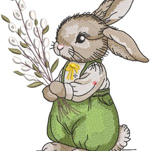 Easter Bunny with Willow Branches embroidery design