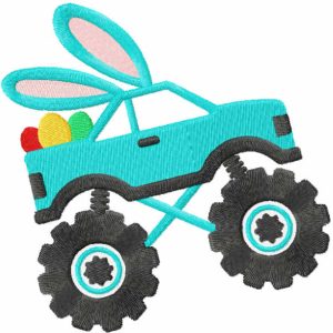 Easter Bunny truck embroidery design