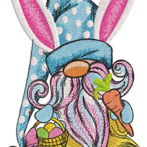 Easter dwarf with basket and carrot embroidery design