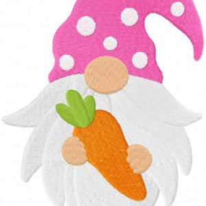 Easter gnome with carrot embroidery design